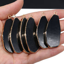 Dijes de ágatas negras de piedra Natural, colgantes con forma de gota de agua para pulsera de encaje, accesorios para fabricación de joyas, 25x45-27x47mm, 2 piezas 2024 - compra barato