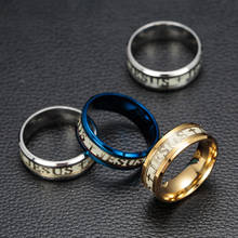 DEELAN Stainless Steel Jesus Ring For Men Women Cross Christian Religious Jewelry Rings Punk Luminous Glow In The Dark 2024 - buy cheap
