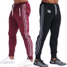 Men's striped black jogging pants cotton 2019 new men's fashion fitness training sports pants zipper pocket large size M-2XL 2024 - buy cheap