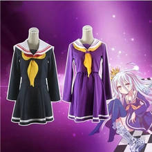 No game no life cosplay Shiro costume halloween women clothes carival dress wigs sailor suit Japanese school uniform 2024 - buy cheap