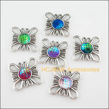 6 New Flower Scales Resin Connectors Mixed Charms Tibetan Silver Pendants 31.5mm 2024 - buy cheap