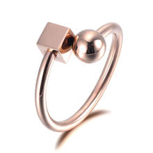 Office Design Square & Ball Stainless Steel Party Ring Rose Gold Geometric Cocktail Ring For Women Girls Jewelry R19011 2024 - buy cheap