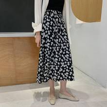 LIBERJOG-faldas de cintura alta para mujer, falda con estampado de margaritas y flores, larga, holgada, Vintage, de verano 2024 - compra barato