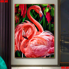 Декоративная картина с изображением фламинго diy Головоломка 5d алмазная картина квадратная дрель круглая Алмазная мозаика вышивка домашний декор на стену 2024 - купить недорого