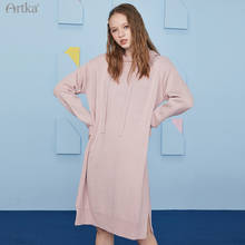 ARTKA-Vestido largo de lana suave con capucha para mujer, ropa de punto holgada de 3 colores, elegante, para otoño e invierno, LB20102D, 2020 2024 - compra barato