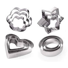 Kitchen Bakeware Cookie Cutters Moulds Stainless Steel Star Heart Round Flower Christmas Fondant Pastry Decorating 12Pcs/Set 2024 - buy cheap