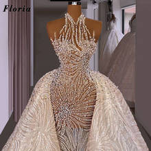 Gorgeous Beaded Crystals Wedding Dresses Handmade Sewing Long Bridal Gowns Dubai Haute Mermaid Bride Dress 2021 Vestido De Novia 2024 - buy cheap