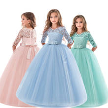 Kids Girls Wedding Party Dresses Embroidery Formal Long Gown Princess Dress Christmas Clothing Half Sleeves Autumn Age 6-14 Yrs 2024 - купить недорого