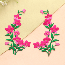 1 Pair Iron On Flower Fancy Embroidered Patches Mirror Pair Trims 25cm-12cm 2024 - buy cheap