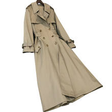 Estilo britânico mulher clássico duplo breasted trench coat impermeável casaco de chuva negócios outerwear 2024 - compre barato