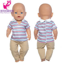17-дюймовая Одежда для кукол, рубашка в полоску, штаны для 18-дюймовой куклы, Одежда для кукол, детская Подарочная игрушка для девочек, одежда 2024 - купить недорого