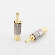 Plugue banana banhado a ouro 24k 100 para alto-falante conector de 10mm banhado a ouro 2024 - compre barato