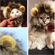 Funny Cute Pet Costume Cosplay Lion Mane Wig Cap Hat For Cat Halloween Xmas Clothes Fancy Dress With Ears Autumn Winter 2024 - buy cheap
