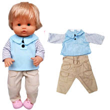For 40cm Baby Doll Boy Clothes Fit 40cm Nenuco Ropa Y Su Hermanita Doll Stripe Shirt Pants 2024 - buy cheap
