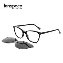 Lenspace Polarized Square Glasses Women Anti-Blue Magnetic Myopia Glasses FG1032 Clip On Acetate Sunglasses Eyeglasses Glases 2024 - buy cheap