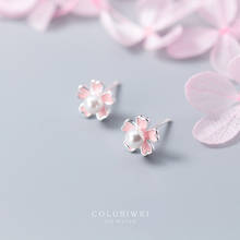 Colusiwei-pendientes de plata esterlina 925 para mujer, joyería rosa con flor de sakura, tachuelas antialérgicas para niña y niño 2024 - compra barato