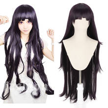 39'' 100cm Long Dark Purple Mikan Tsumik Cosplay Wig Anime Dangan Ronpa 2 Danganronpa Heat Resistant Hair Wigs + Wig Cap 2024 - buy cheap