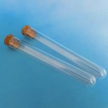 Tubo de ensaio de plástico transparente, 50 peças 20x150mm com rolha rolha em formato de u para o fundo do casamento com tempero frasco com escala 2024 - compre barato