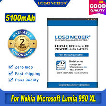 100% Original LOSONCOER BV-T4D 5100mAh Bateria Para Microsoft Nokia Lumia 950 XL CityMan 940 XL RM-1118 RM-1116 2024 - compre barato