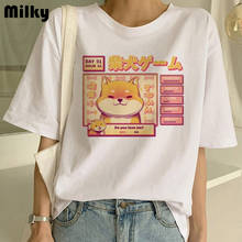 Camiseta japonesa gráfica engraçada, camiseta feminina fofa shiba inu tops estrela animal camiseta feminina harajuku streetwear 2024 - compre barato