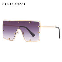 OEC CPO Oversized Rimless One Piece Sunglasses Women Goggle Vintage Rivets Sun Glasses Men Steampunk Square Eyewear UV400 2024 - buy cheap