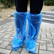 Sapato descartável cobre azul sapatos de chuva e botas capa de sapato longo plástico transparente impermeável antiderrapante overshoe 2024 - compre barato