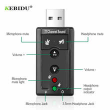 KEBIDU 7.1 External USB Sound Card USB to Jack 3.5mm Headphone Audio Adapter Micphone Sound Card For Mac Win Compter Android 2024 - buy cheap