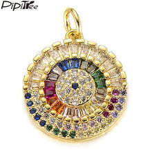 Pipitree Luxury Princess CZ Multi Cubic Zirconia Round Evil Eye Charm fit Necklace DIY Charms Pendants Jewelry Accessories 2024 - buy cheap