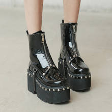 2020 outono preto botas femininas dedo do pé redondo botas de salto alto moda mais tamanho 40 saltos quadrados sapatos femininos inverno botas de cowboy ljb273 2024 - compre barato