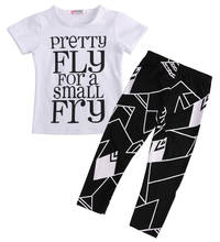 Conjunto de ropa con estampado de letras para bebé, camiseta de manga corta, Top + Pantalones, Verano 2024 - compra barato