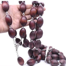 20-28cm Oversize Burgundy Jujube Beads Hanging Wall Rosary Necklace Decorate The Catholic Church Cross Pendant Fashion Jewelry 2024 - buy cheap