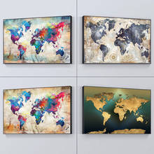 Póster abstracto del mapa del mundo en HD, pintura en lienzo, arte Pop moderno para pared, decoración de pared para dormitorio y sala de estar, Mural (sin marco) 2024 - compra barato