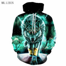 Funny Wolf King Hoodie Men Hoodie Couples Casual Hooded Pullover 3D Animal Print Autumn Winter Sweatshirts Hoody Tracksuits Tops 2024 - buy cheap