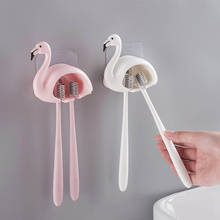 Suporte de parede de escova de dentes com 2 posições, suporte de escova de dentes em forma de flamingo, acessório de banheiro, 1 peça 2024 - compre barato