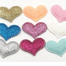 35mmx30mm 50PCS/lot Glitter Padded Heart Felt Patches Appliques For Clothes Sewing Supplies DIY Hair Bow Wedding Decoration A346 2024 - buy cheap