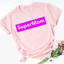 Camiseta com estampa de supermãe e letras, roupas femininas, estilo harajuku, moda casual e verão, 2021 2024 - compre barato