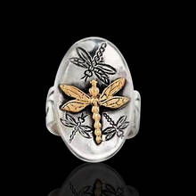 Newest Bohemia Gold&Silver Color Carving Dragonfly Rings For Women Fashion Jewelry Retro Insect Finger Ring Cocktail Party Gift 2024 - buy cheap