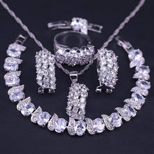 Блестящие белые серьги-кольца, кольцо, ожерелье, подвеска, браслет, набор ювелирных изделий для костюмов 2024 - купить недорого