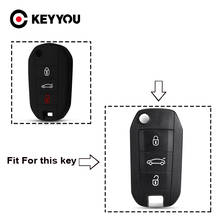 KEYYOU-funda de silicona para llave del coche, cubierta para Peugeot 3008 208 308 RCZ 508 408 2008 407 307 2024 - compra barato