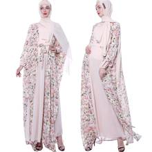 Abaya Jilbab-Kimono abierto Floral para mujer, cárdigan largo musulmán, Túnica islámica, Kimono árabe de gasa de manga larga, informal 2024 - compra barato