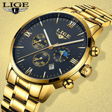 LIGE Mens Watches Top Brand Quartz movement Luxury business Gold watch Military sport waterproof Wrist watch Relogio Masculino 2024 - buy cheap
