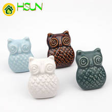 European style solid single hole ceramic handle owl Mediterranean cartoon animal creative children drawer cabinet door knob 2024 - buy cheap