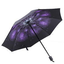 Paraguas plegable para hombre y mujer, sombrilla con pintura de flores de colores en el interior, Paraguas Anti-uv, para lluvia y sol 2024 - compra barato