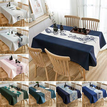 Chinese Ink Printed Tablecloth Waterproof Oil Proof Linen Cotton Table Cover For Dining Table Kitchen Cafe Decorative Tablecloth 2024 - buy cheap