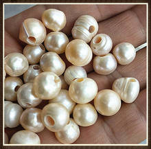 25pcs natural golden colors freshwater pearl beads 10-11mm natural golden colors cultured pearl big hole 3.0mm 2024 - buy cheap