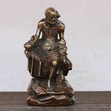 Antique Collection Chinese Old Bronze Bodhidharma Sculpture/ Metal Statue 2024 - buy cheap