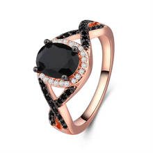 Простое кольцо из розового золота с черным кристаллом циркония для женщин, обручальное вечерние нее, свадебное, Женское кольцо, ювелирные изделия, аксессуары для рук 2024 - купить недорого