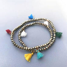 Multicolorido borla cristal grânulo pulseiras artesanal atmosfera plexiglass casal pulseiras senhoras alta jóias presente de natal 2024 - compre barato