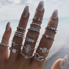 I15 peças/lote de novo design boêmio gota de água incrustada cristal combinação anel conjunto moda feminina charme jóias anel 2024 - compre barato