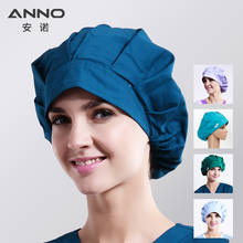 ANNO-gorros de Enfermería de Color sólido para mujer, gorro de trabajo para médico y enfermera, gorro Bouffant con banda para el sudor, vestido de cabeza de pelo largo 2024 - compra barato